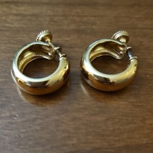 Monet Gold Tone Hoop Clip Earrings